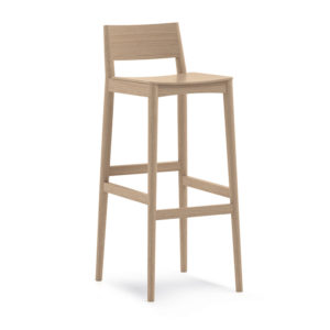 Care home furniture barstool with wooden seat and backrest